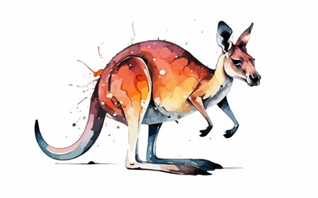 Kangaroo. Watercolor hand drawn illustration on white background.のイラスト素材