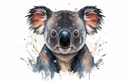 Koala vector illustration. Watercolor hand drawn portrait of koalaのイラスト素材