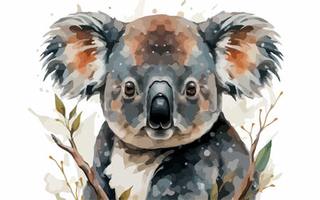 Cute koala vector illustration. Watercolor hand drawn wild animal.のイラスト素材
