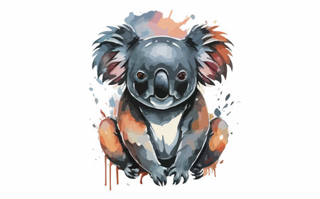 Cute koala. Watercolor hand drawn illustration on white backgroundのイラスト素材
