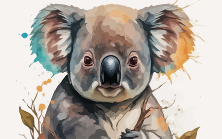 Cute koala vector illustration. Hand drawn watercolor illustration.のイラスト素材