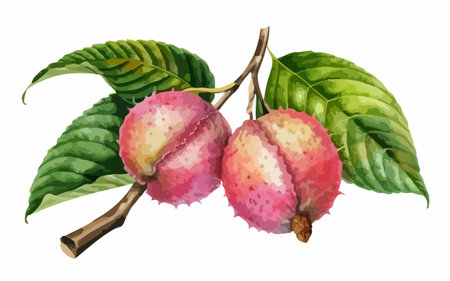 Tropical fruit, isolated on white background. Watercolor illustration.のイラスト素材