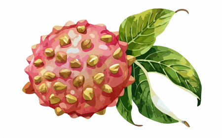 Illustration of a ripe lychee on a white background.のイラスト素材