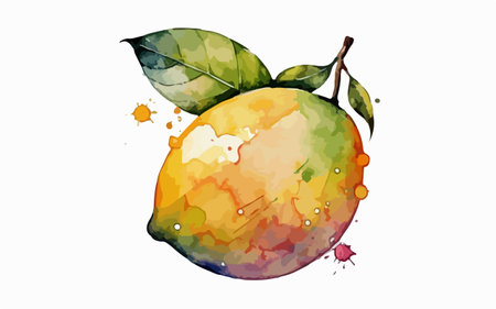 Watercolor drawing of a lemon on a white background. Vector illustrationのイラスト素材