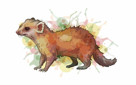 Ferret. Watercolor hand drawn illustration isolated on white background.のイラスト素材