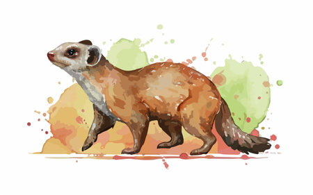 Cute meerkat on a watercolor background. Vector illustrationのイラスト素材