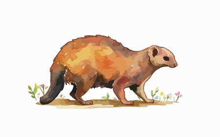 Mongoose. Wild animal. Watercolor illustration isolated on white background.のイラスト素材