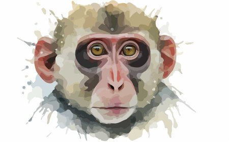 Monkey portrait in watercolor style. Vector illustration for your designのイラスト素材
