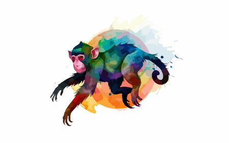 Chimpanzee monkey. Colorful vector illustration for your design