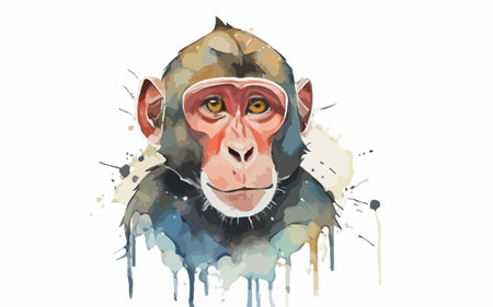 Portrait of a monkey on a white background. Vector illustration.のイラスト素材