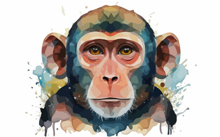 Portrait of a monkey on a white background. Vector illustration.のイラスト素材