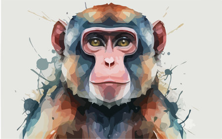 Monkey head in watercolor style. Vector illustration for your designのイラスト素材