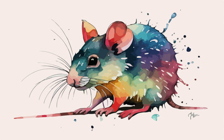 Illustration of a cute little mouse in a watercolor style.のイラスト素材