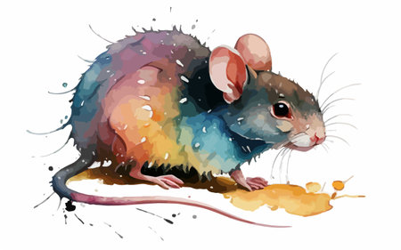Mouse in watercolor style. Isolated on a white background.のイラスト素材
