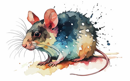 mouse. watercolor illustration on a white background. vector illustration.のイラスト素材