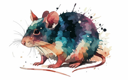 Illustration of a mouse in a watercolor style. Vector illustration.のイラスト素材