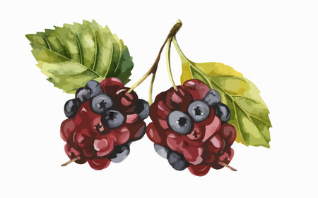 Blackberry and bramble berries on white background. Vector illustration.のイラスト素材