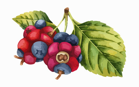 Vector illustration of a bunch of ripe berries. Isolated on white background.のイラスト素材