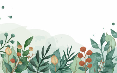 Watercolor floral background with eucalyptus branches and leaves.のイラスト素材