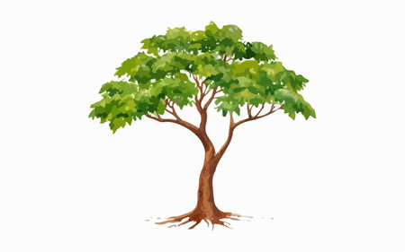 Tree isolated on white background. Vector illustration of a green tree.のイラスト素材
