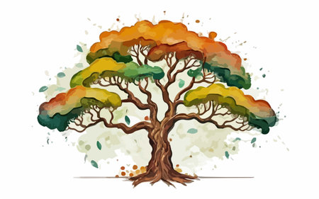 Illustration of a tree in a watercolor style. Vector.のイラスト素材