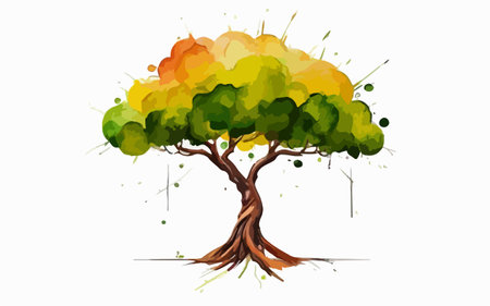 Colorful tree isolated on white background. Vector illustration. Eps 10のイラスト素材