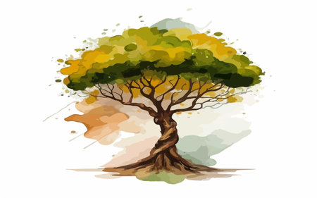 Autumn tree on a white background. Hand drawn vector illustration.のイラスト素材
