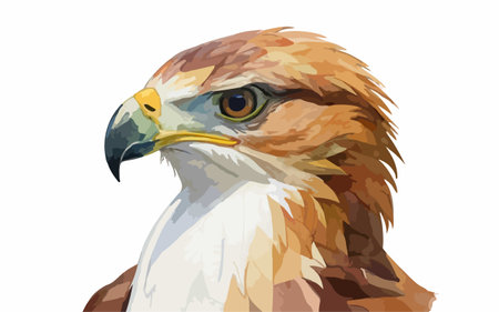 Portrait of a hawk on a white background. Vector illustration.のイラスト素材