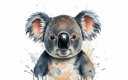 Cute koala with watercolor splashes. Vector illustration.のイラスト素材