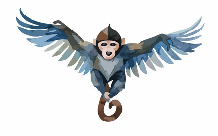 Monkey swinging on a kigurumi. Vector illustration.のイラスト素材