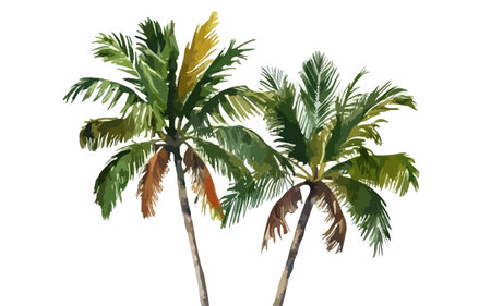 Palm trees isolated on white background. Hand drawn vector illustration.のイラスト素材
