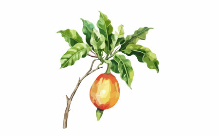 Illustration of a maracuja tree on a white background