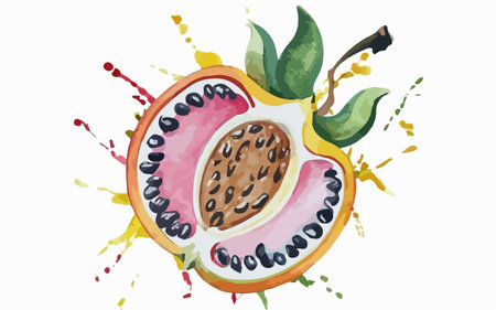 Passion fruit vector illustration. Isolated on a white background.のイラスト素材