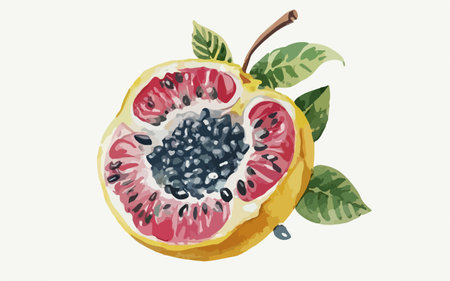 Hand drawn watercolor painting of an exotic fruit. Vector illustration.のイラスト素材