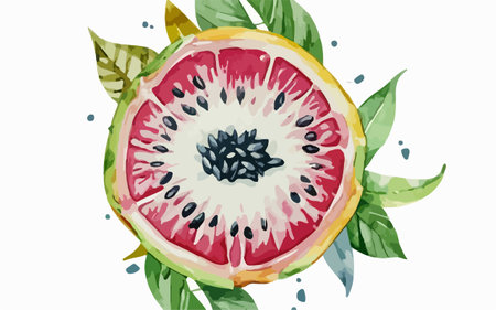 Watercolor illustration of a watermelon on a white background. Exotic fruit.のイラスト素材