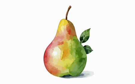 Illustration of a watercolor pear isolated on a white background.のイラスト素材