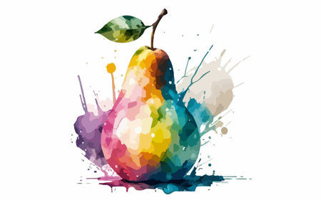 Watercolor pear on a white background. Vector watercolor illustration.のイラスト素材