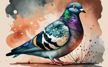 Pigeon watercolor painting. Vector illustration of a bird.のイラスト素材