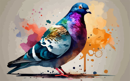 pigeon on watercolor background, vector illustration, eps10のイラスト素材