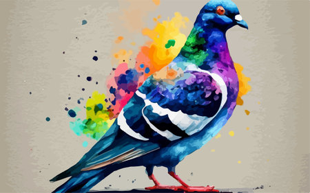 pigeon watercolor painting, vector art illustration eps10のイラスト素材