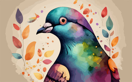 Illustration of a bird in a watercolor style. Vector illustration.のイラスト素材