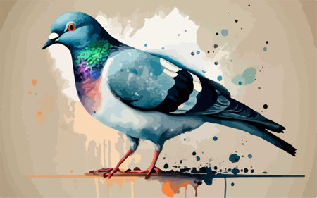 Pigeon in watercolor style. Vector illustration of a bird.のイラスト素材
