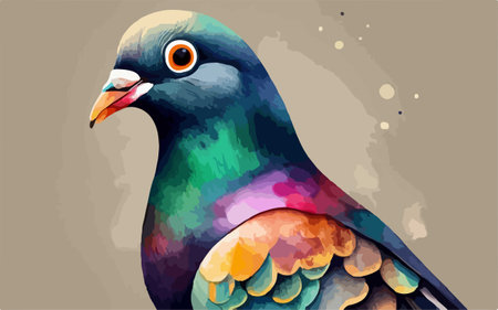 Pigeon painted in watercolor. Hand drawn vector illustration.のイラスト素材