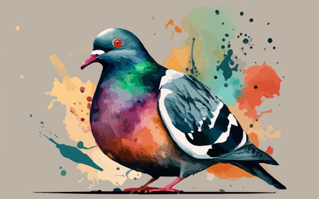 Pigeon on abstract watercolor background. Vector illustration for your designのイラスト素材