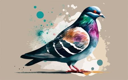 Pigeon in watercolor style. Hand drawn vector illustration.のイラスト素材