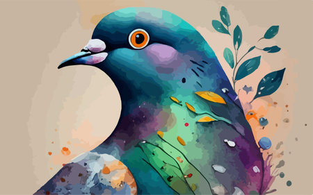 Pigeon in the style of watercolor. Vector illustration.のイラスト素材