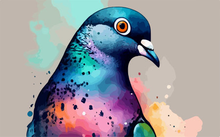 Pigeon with watercolor splashes. Vector illustration for your designのイラスト素材