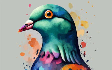 Pigeon in watercolor style. Vector illustration. EPS 10のイラスト素材