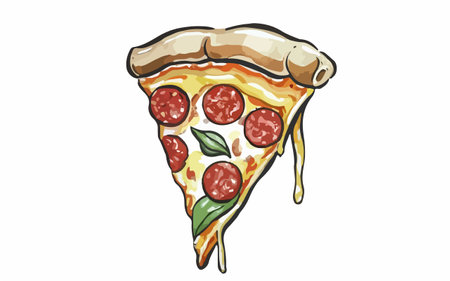 Pizza slice isolated on white background. Hand drawn vector illustration.のイラスト素材
