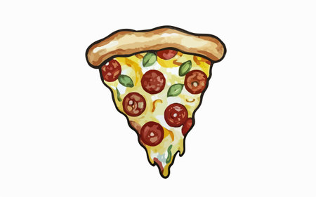 Pizza slice on a white background. Hand drawn vector illustration.のイラスト素材